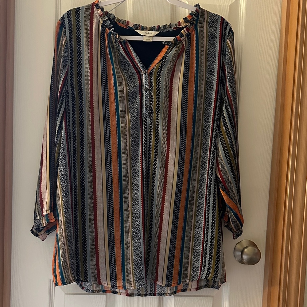 CJ Banks Striped Multicolor Women's Top